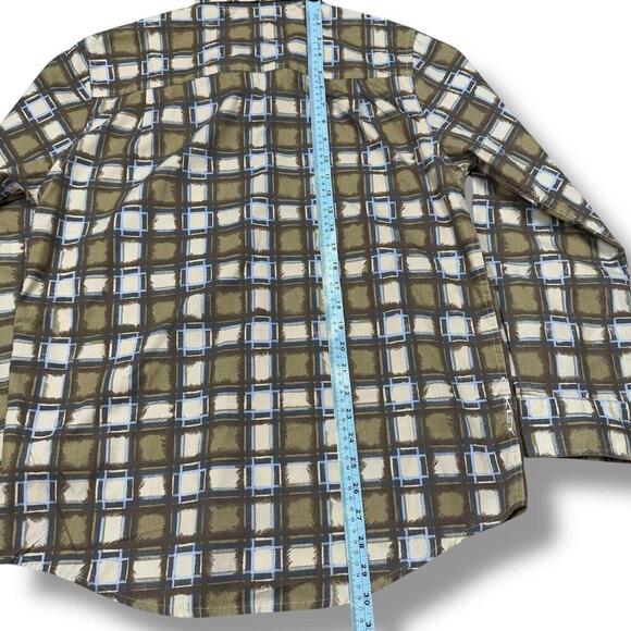 VTG OAKLEY Men’s Plaid Long Sleeve Shirt Large 2000s Y2K Casual Olive Green - Picture 9 of 10